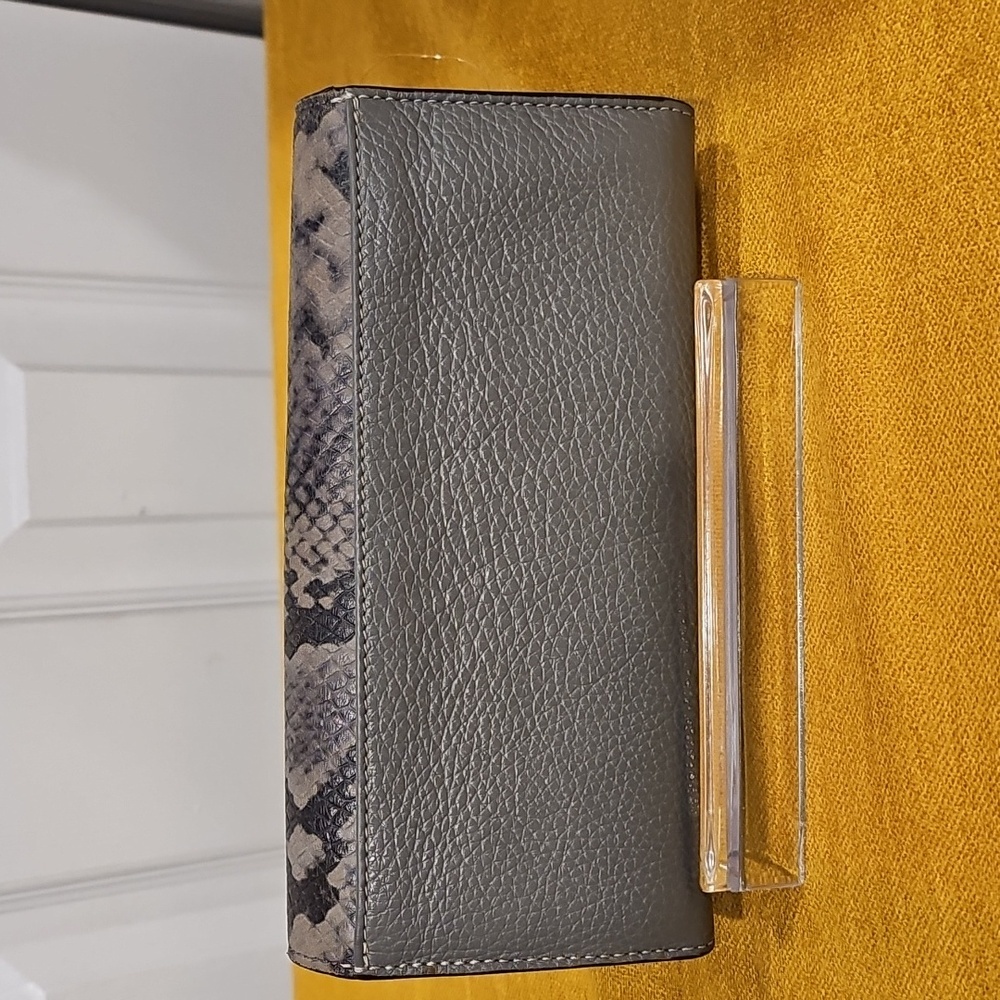 Coach Slim Envelope Wallet Python Leather Silver … - image 2